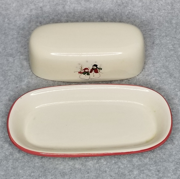 Royal Seasons Snowman Stoneware Tabletop  1/4Lb‎ Covered Butter Dish Christmas - Picture 7 of 11